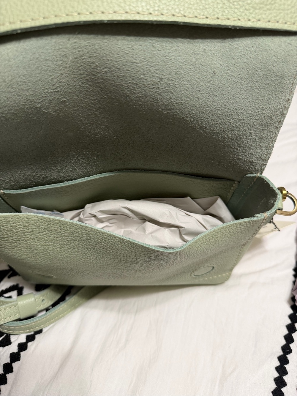 Portland Leather Metro Crossbody Pistachio Green Pebbled Leather Bag NWT - Picture 4 of 7